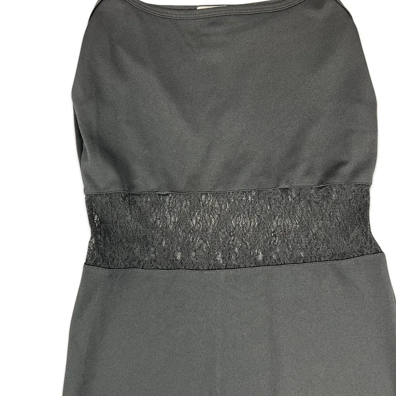 Vintage 90s Maxi Slip Dress Lace Black 6 8