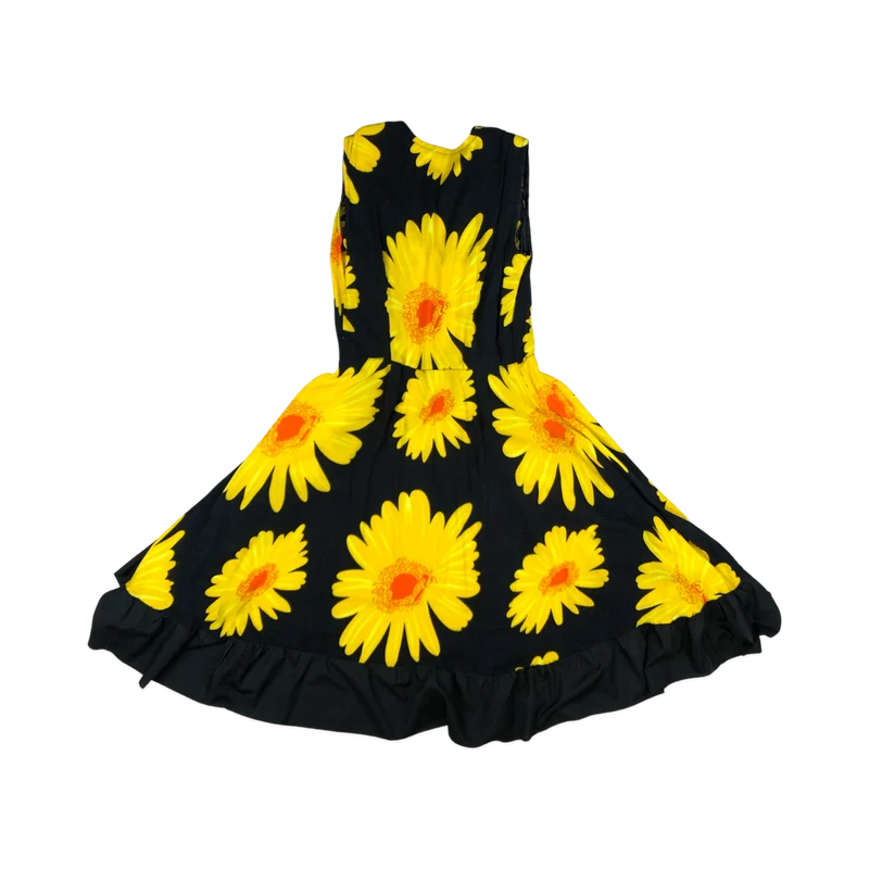 Vintage Black and Yellow Sleeveless Floral Print Dress 10