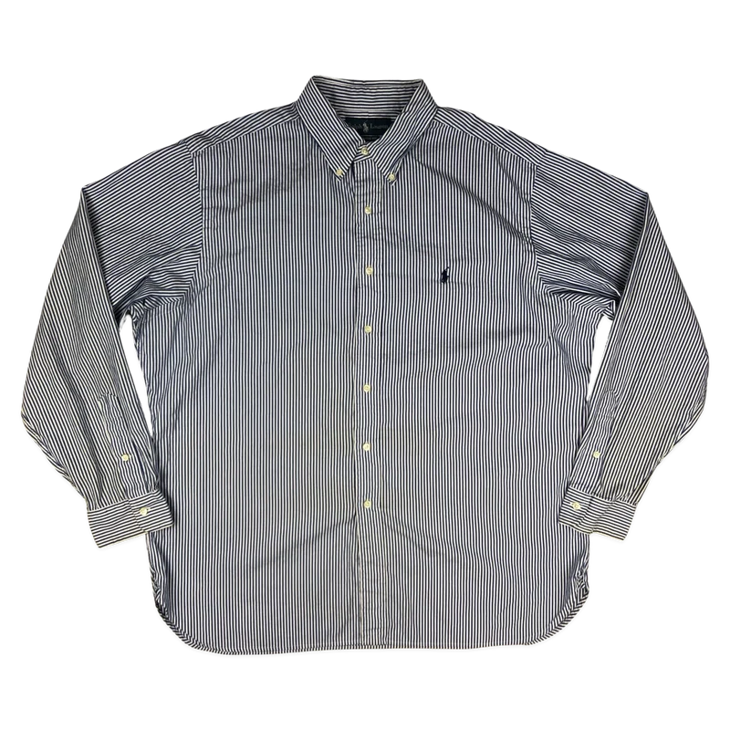Vintage Ralph Lauren Blue and White Striped Shirt 3XL