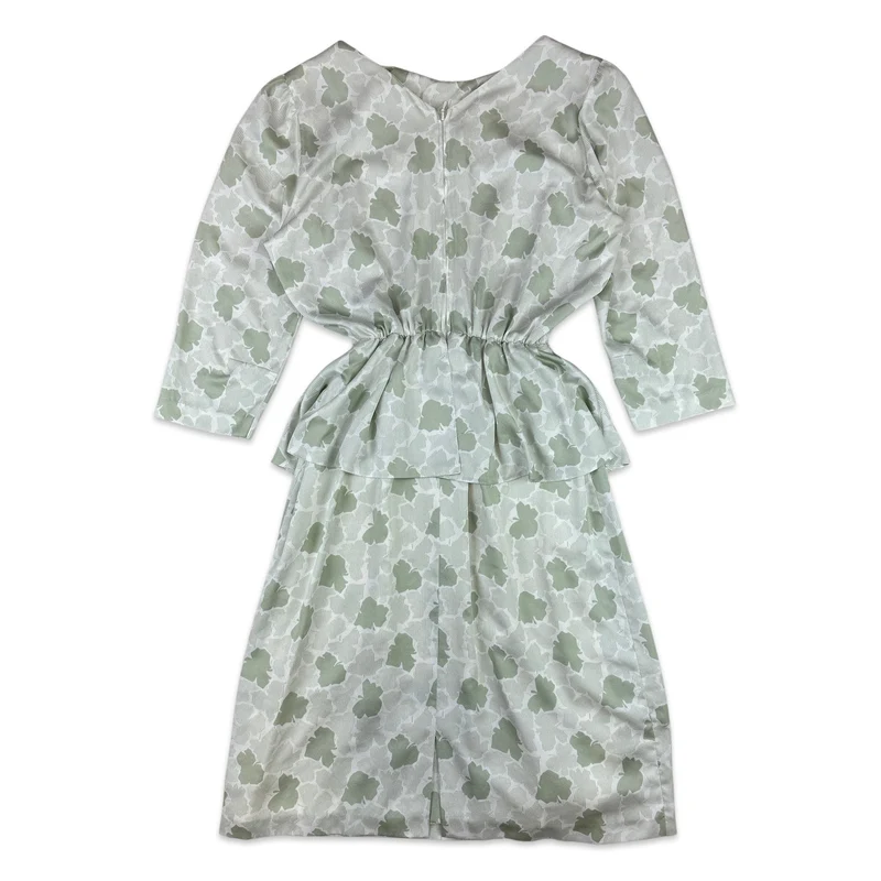 80s Vintage Peplum Patterned Dress 12