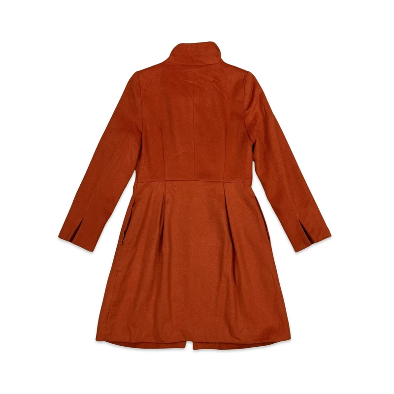 Vintage Y2K Vaggio Blu Wool Midi Coat Burnt Orange 6 8