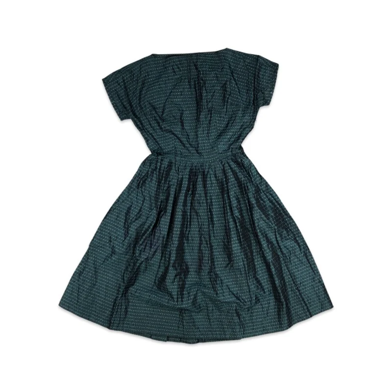 Vintage Teal Diamond Print Evening Dress 6 8
