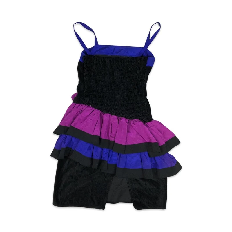 Vintage Black, Purple, and Pink Strappy Dress 6 8