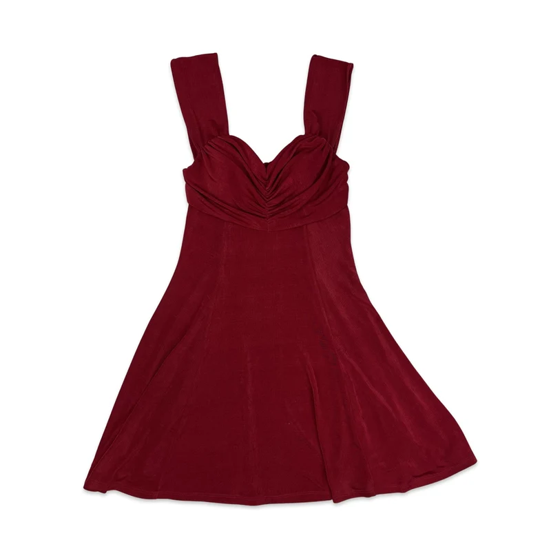 Vintage 90s Velvet Skater Dress Red 10 12