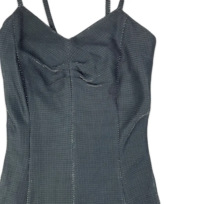 Vintage 90s Skater Dress Black Silver 10 12 14