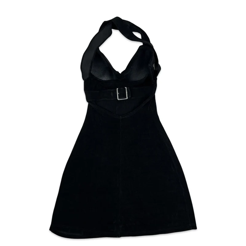 Vintage 90s A Line Dress Buckle Detail Black 6 8 10