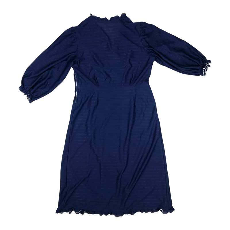 Vintage 80s Wrap Navy Dress 12