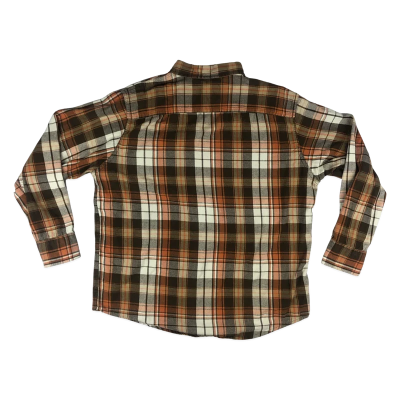 Vintage Orange and Brown Timberland Heavy Plaid Flannel Shirt XXL