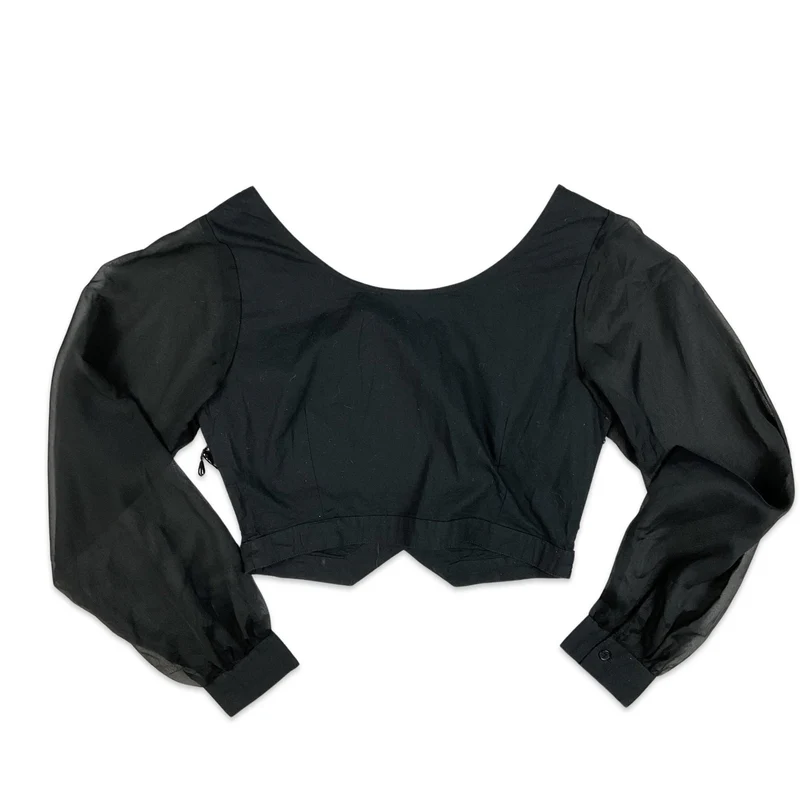Vintage 90s Beaded Blouse Black 8