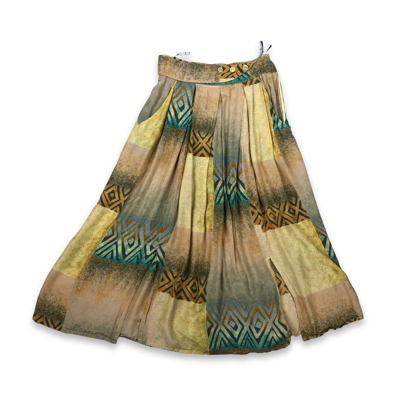 Vintage 70S 80S Abstract Print Midi Skirt 12