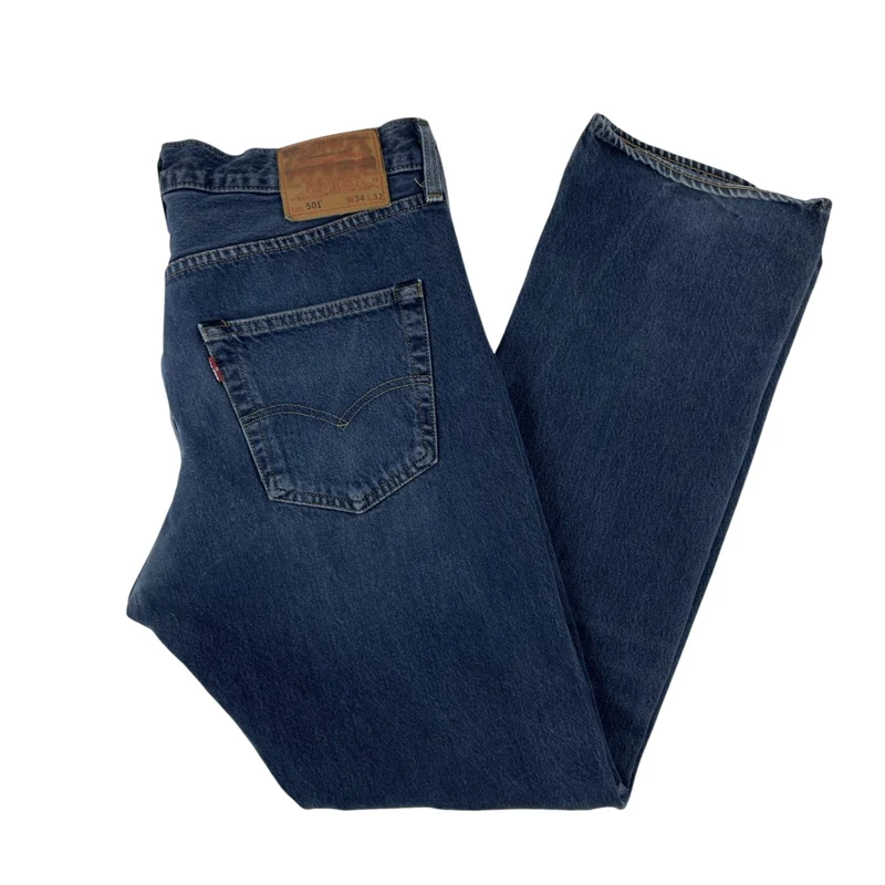 Vintage Levi’s ‘Big E’ 501 Straight Leg Jeans Mid Blue W34L31