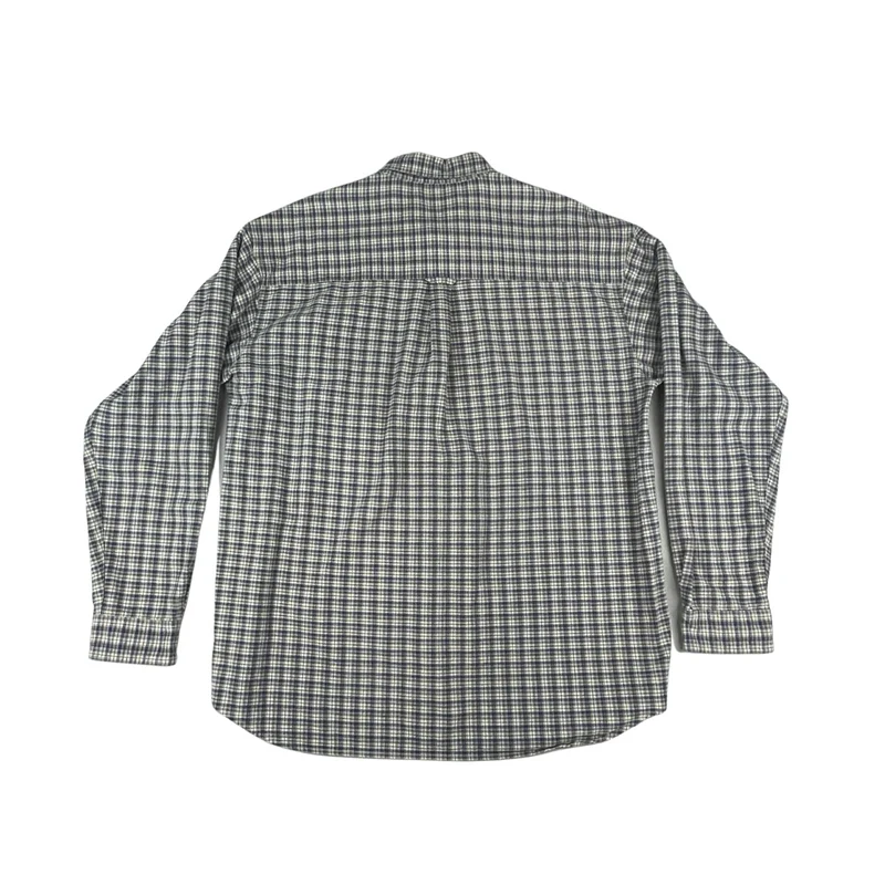 Vintage 1990s Columbia Grey Plaid Check Button-Up Long Sleeve Casual Shirt XL