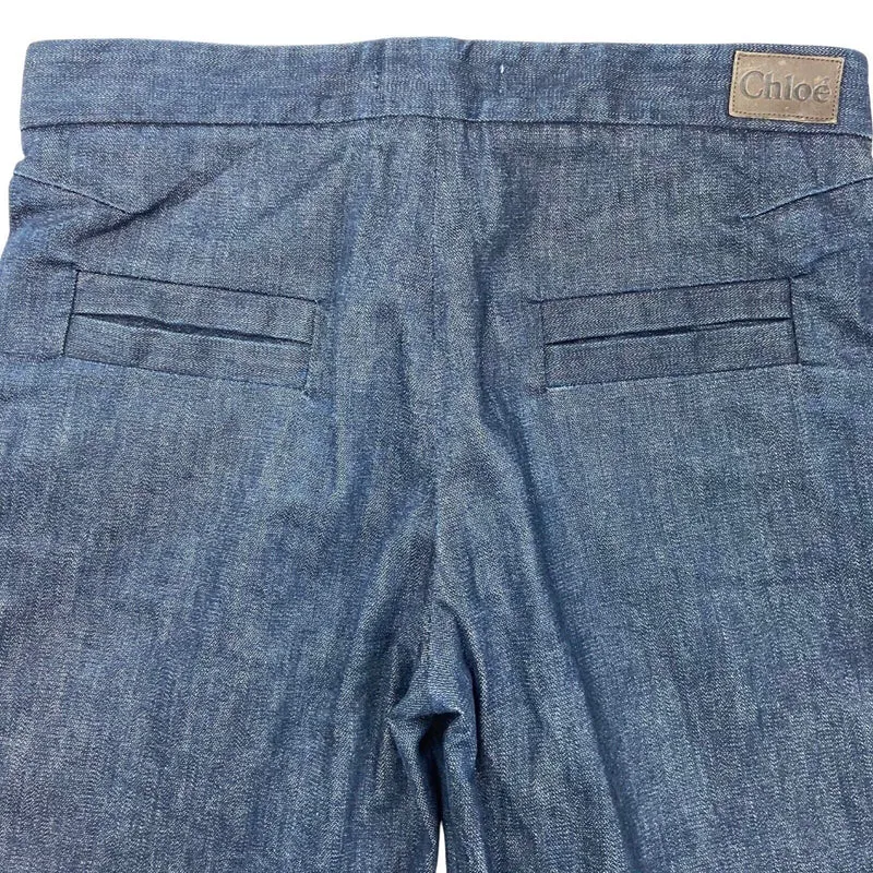 Chloe 00s Y2K Indigo Blue Denim Designer Wide Leg Jeans W32 L33 UK 14