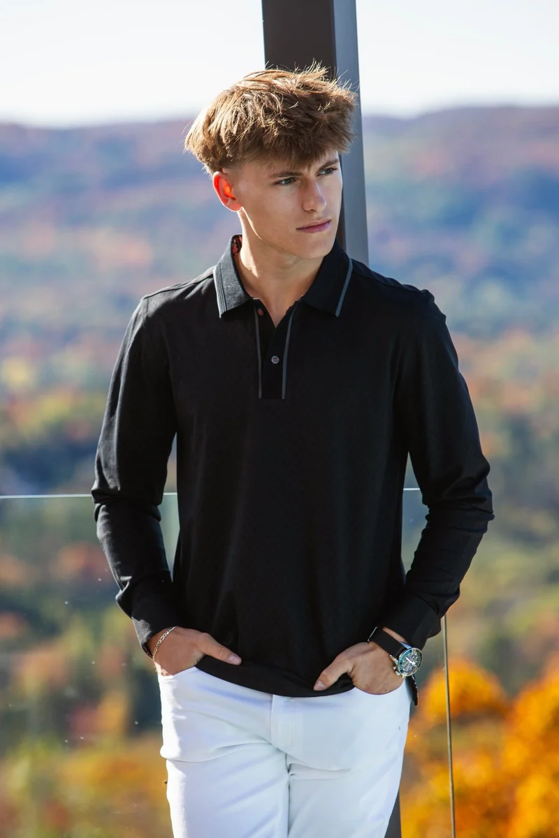 POLO MANCHES LONGUES | KANT, Black
