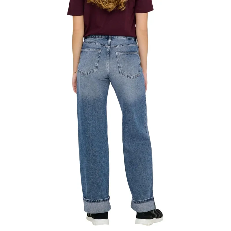Only Jean large en coton bleu pour femme