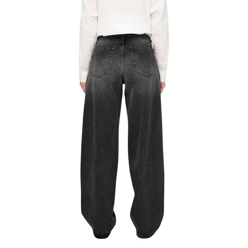 Only Jean droit noir en coton pour femme