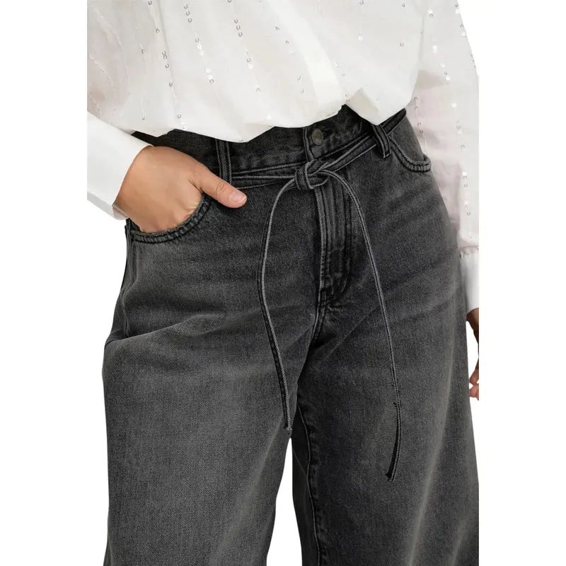 Only Jean droit noir en coton pour femme