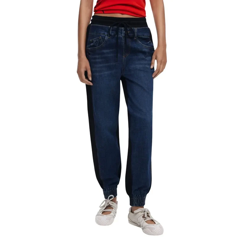 Jean en denim de coton bleu stretch Desigual pour femme