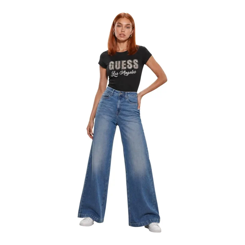 Guess Jean Bellagio bleu en coton mélangé pour femme