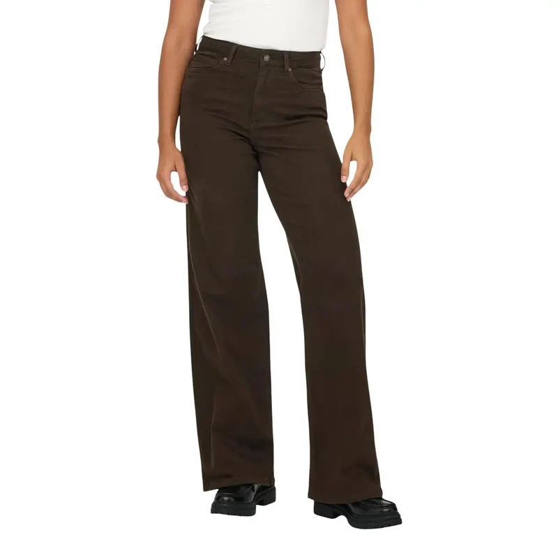 Only Jean large en coton marron pour femme
