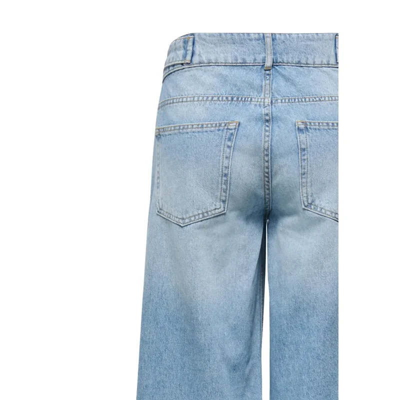 Only Jean large en coton bleu clair pour femme