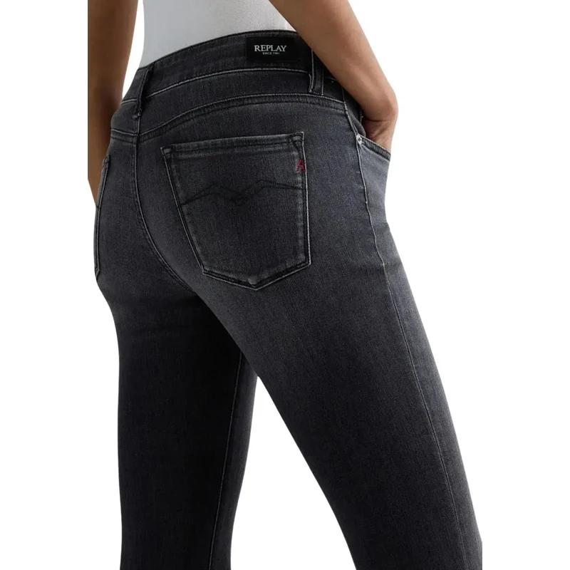 Jean en denim noir pour femme Replay, poche zippée, printemps TN