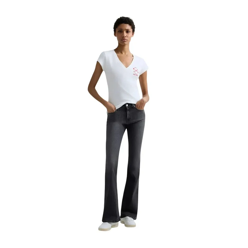 Jean en denim noir pour femme Replay, poche zippée, printemps TN
