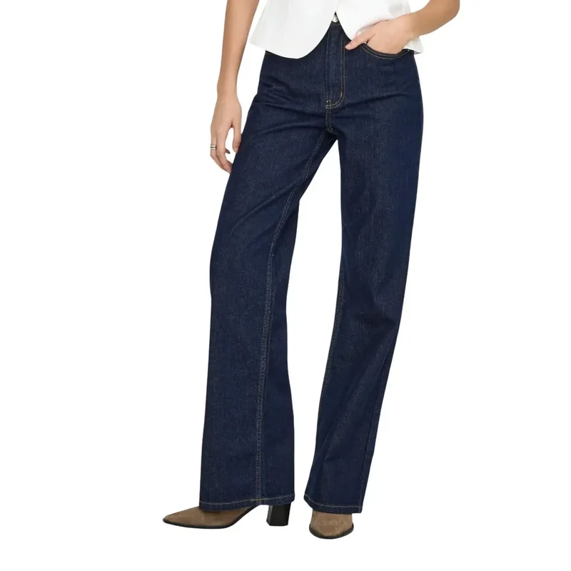 Only Jean en denim de coton bleu pour femme, mélange biologique