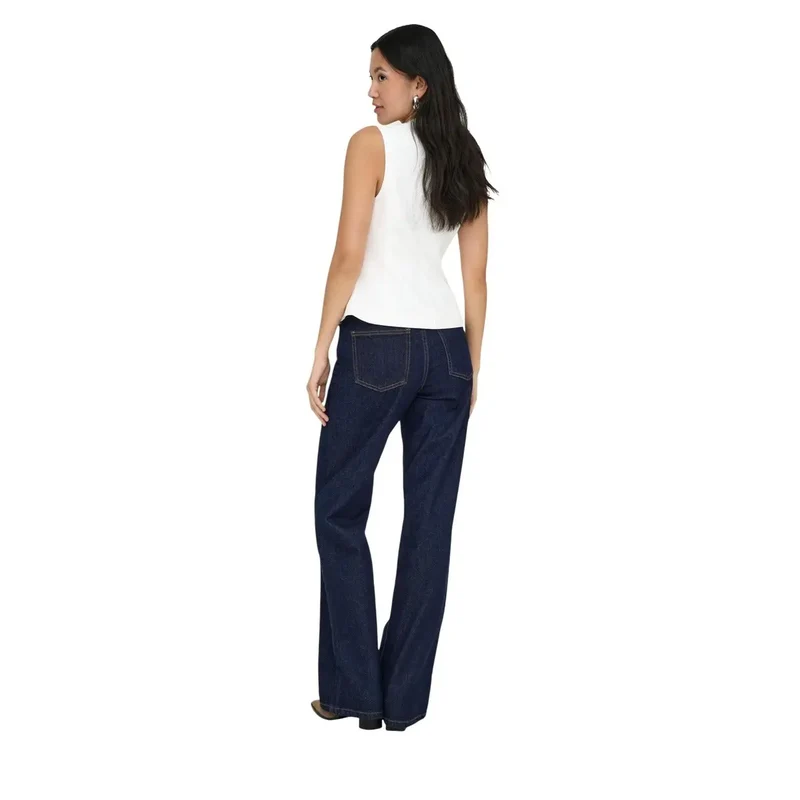 Only Jean en denim de coton bleu pour femme, mélange biologique