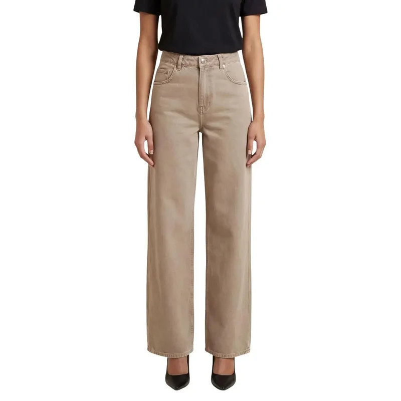 Only Jean en coton beige pour femme, printemps-été