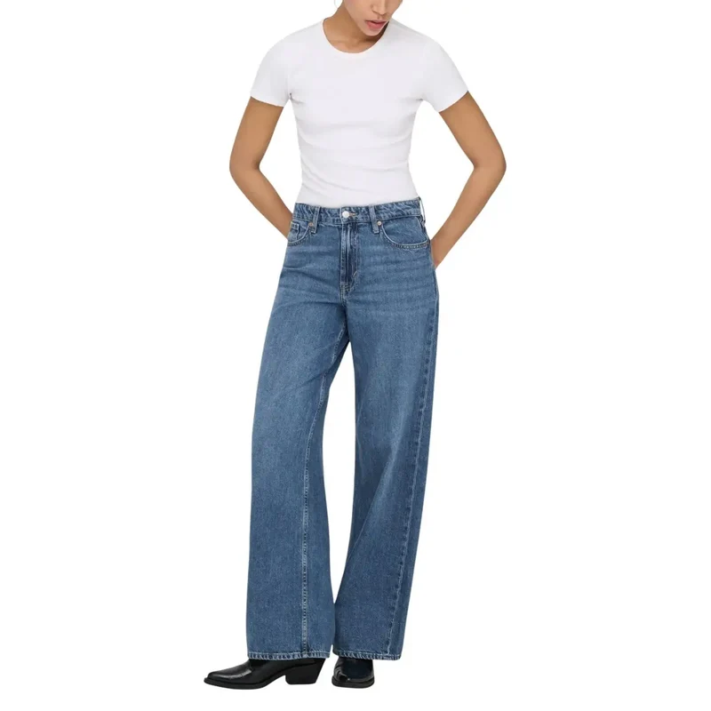 Only Jean bleu clair en coton mélangé pour femme