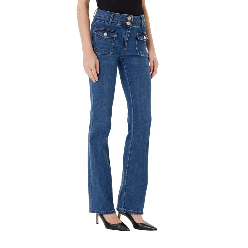 Morgan De Toi Jean bleu en coton mélangé pour femme