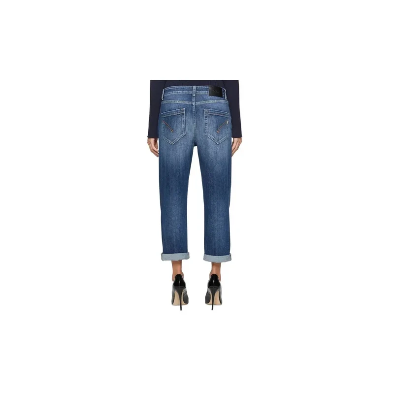 Dondup Jean en denim de coton bleu pour femme, effet usé