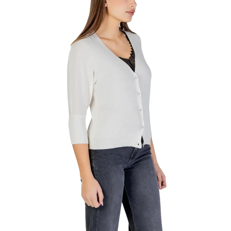 Morgan De Toi Gilet beige à boutons pour femme, manches 3/4
