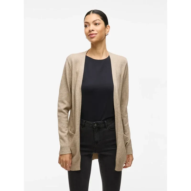 Gilet beige Vila pour femme, en viscose mélangée, avec poches