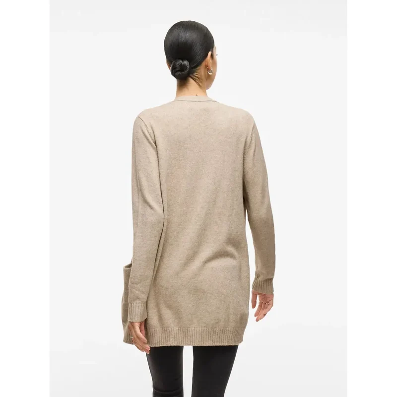 Gilet beige Vila pour femme, en viscose mélangée, avec poches