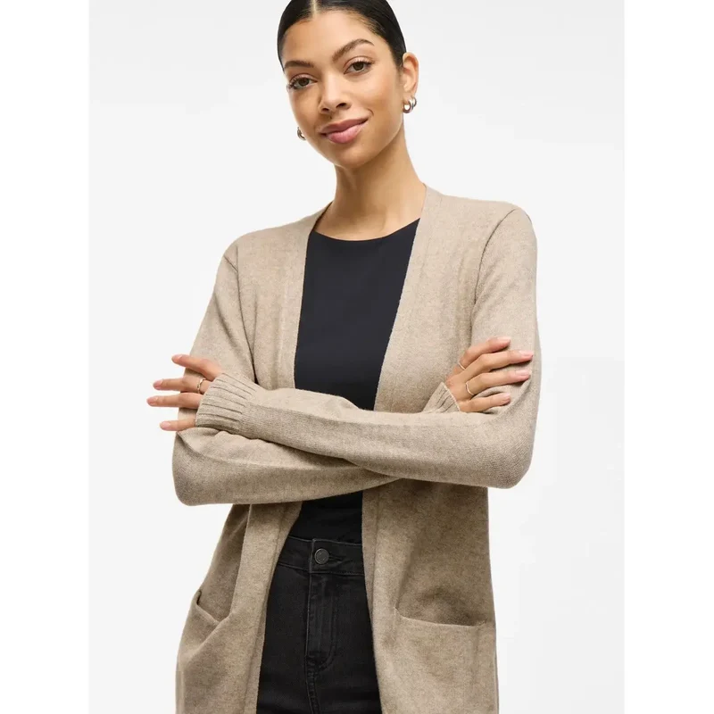 Gilet beige Vila pour femme, en viscose mélangée, avec poches