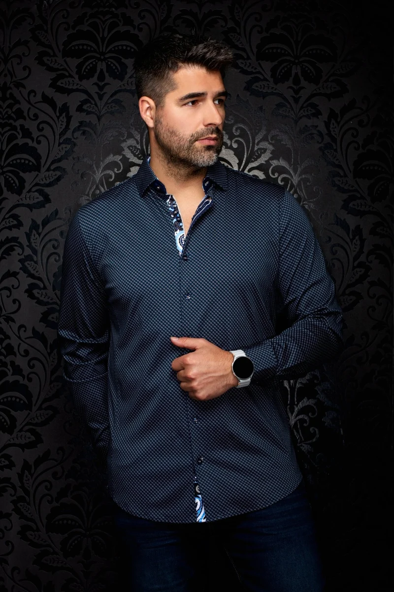 CHEMISE | SANLUCA, Navy Tobacco