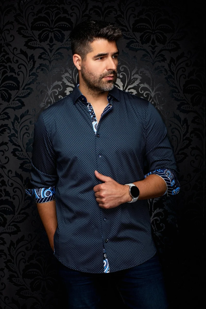 CHEMISE | SANLUCA, Navy Tobacco
