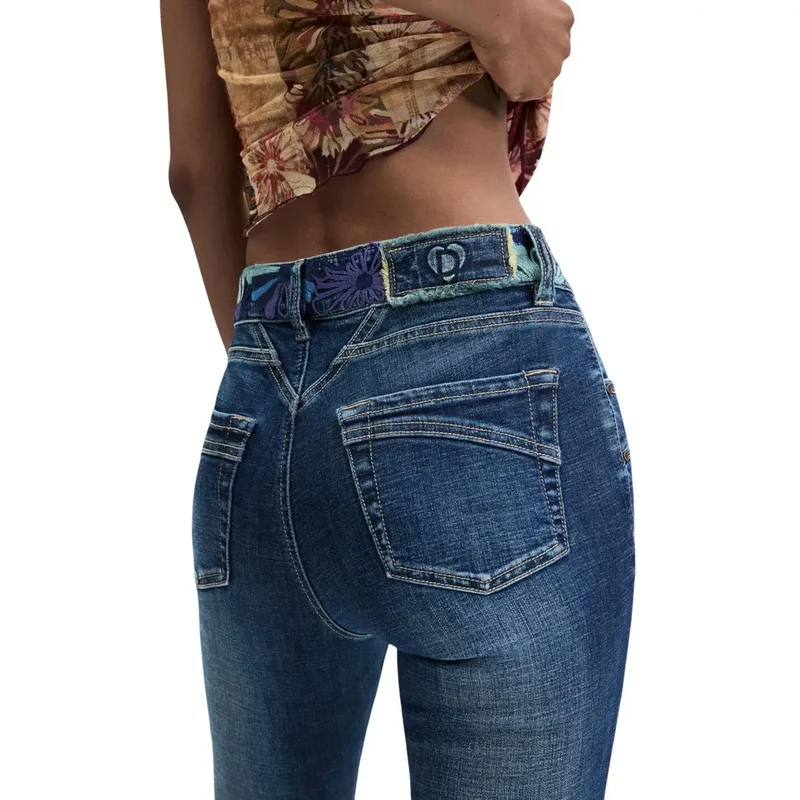 Jean Desigual pour femme en denim bleu coton stretch