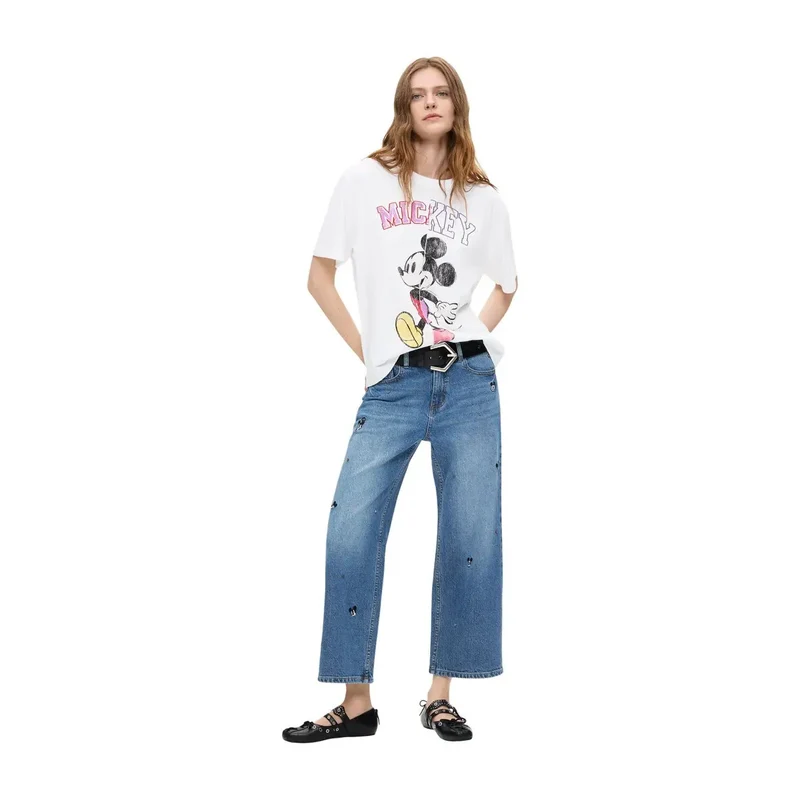 Jean en denim de coton bleu Desigual pour femme