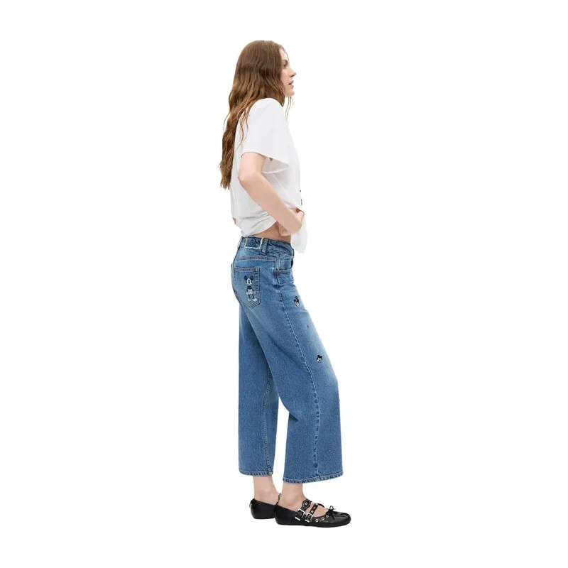 Jean en denim de coton bleu Desigual pour femme