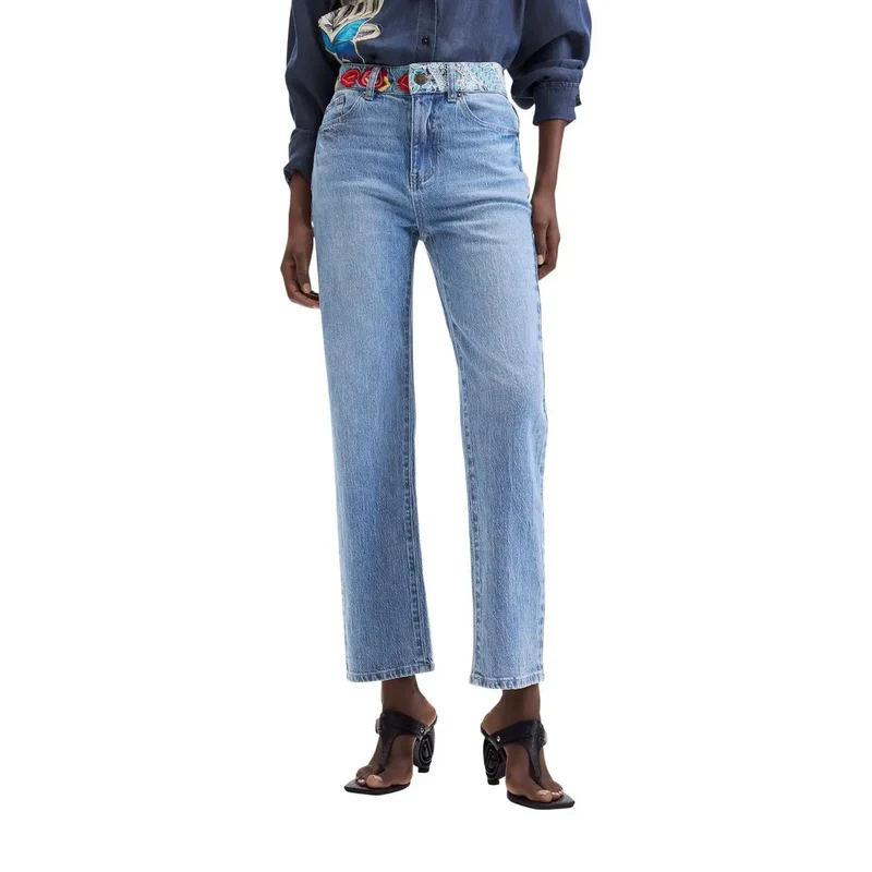 Jean en denim de coton bleu Desigual pour femme