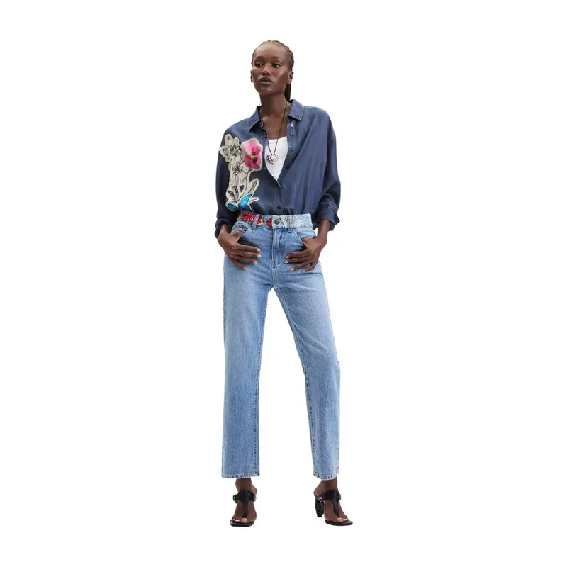 Jean en denim de coton bleu Desigual pour femme