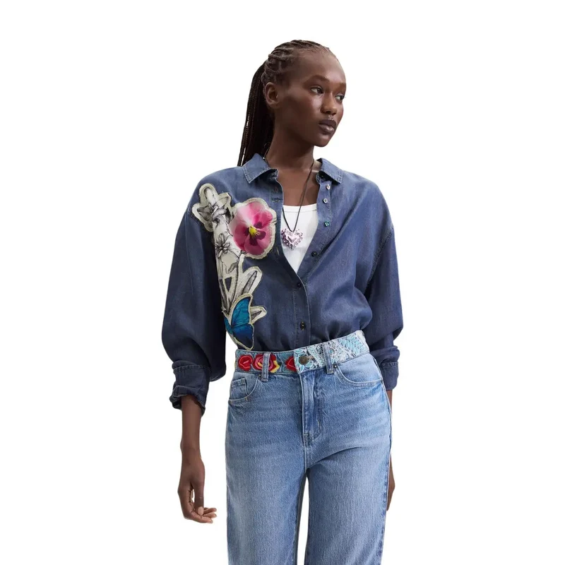 Jean en denim de coton bleu Desigual pour femme