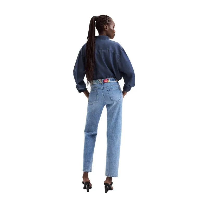 Jean en denim de coton bleu Desigual pour femme
