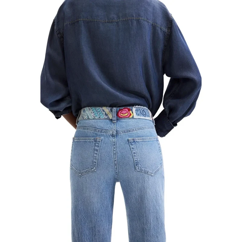 Jean en denim de coton bleu Desigual pour femme
