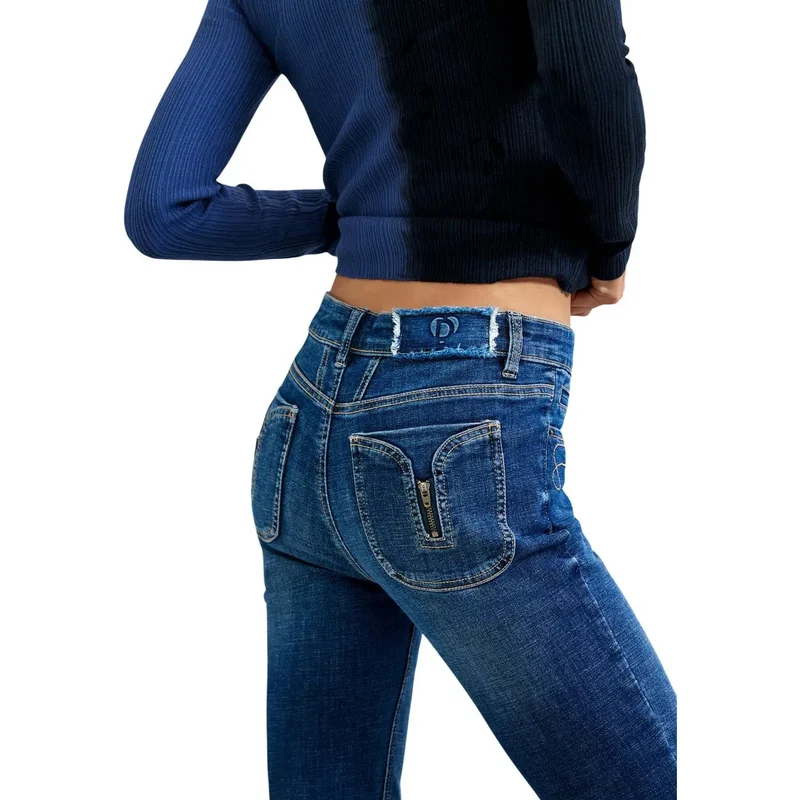 Jean en denim de coton bleu pour femme Desigual Lindsay
