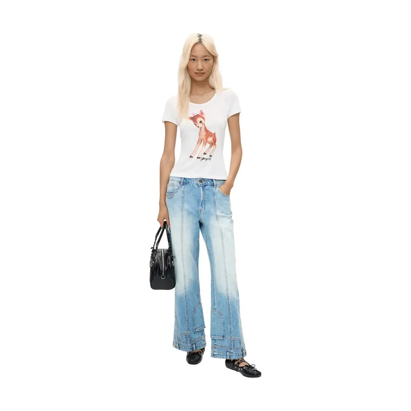 Jean en denim de coton bleu Desigual pour femme