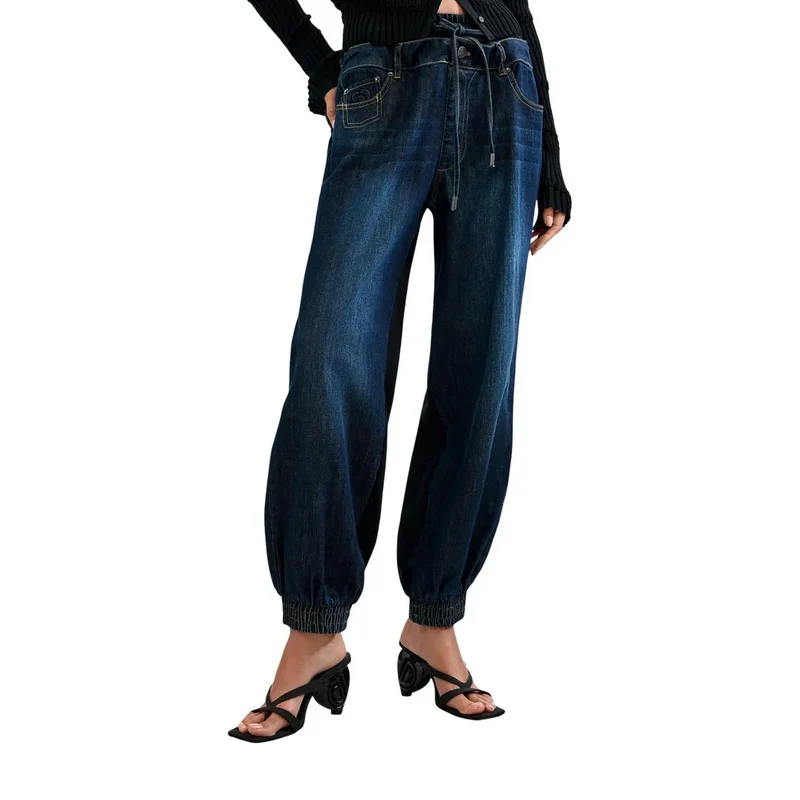 Jean Desigual pour femme, bleu denim, mélange de coton